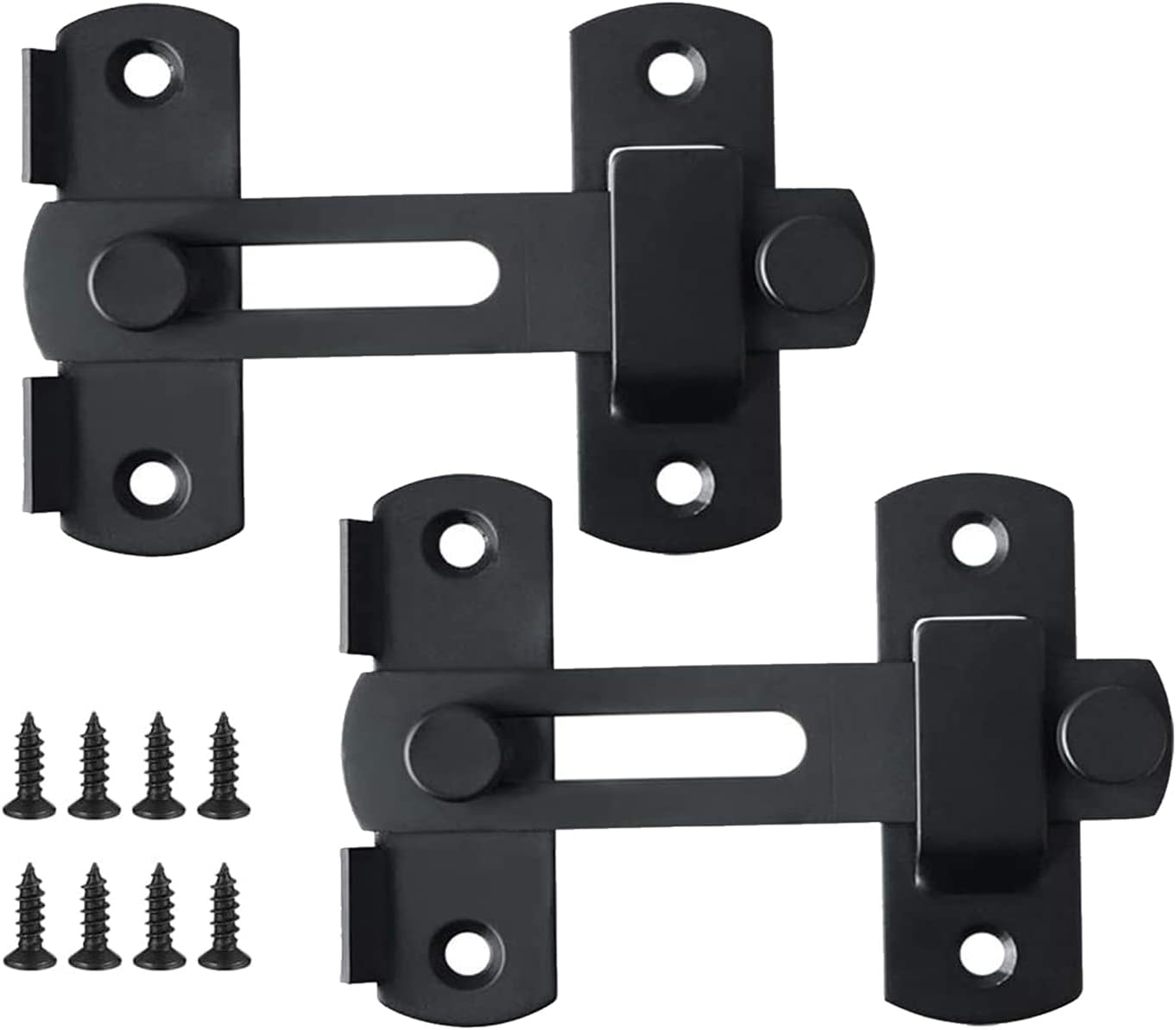 Sliding Barn Door Lock and Latches Double French Door Fridge Lock Interior Flip Latch for Wine Cabinet, Bathroom, Outdoor, Garage, Garden, Closet Door  2 Pack Black)