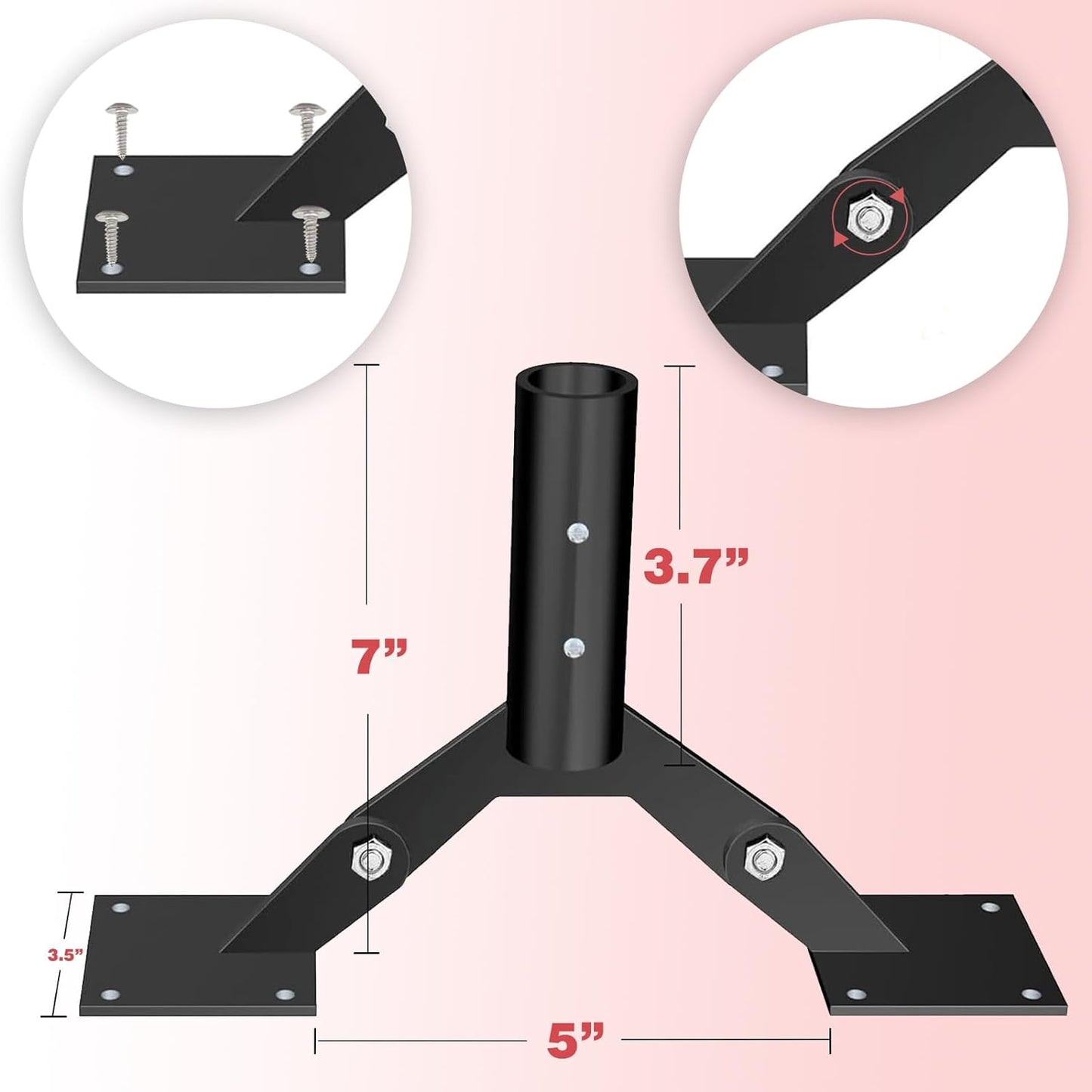 Weathervane Roof Mount,Weather Vanes for Yard Weather Station Mounting Pole Adjustable Thickened Wind Vane Bracket with Hardware