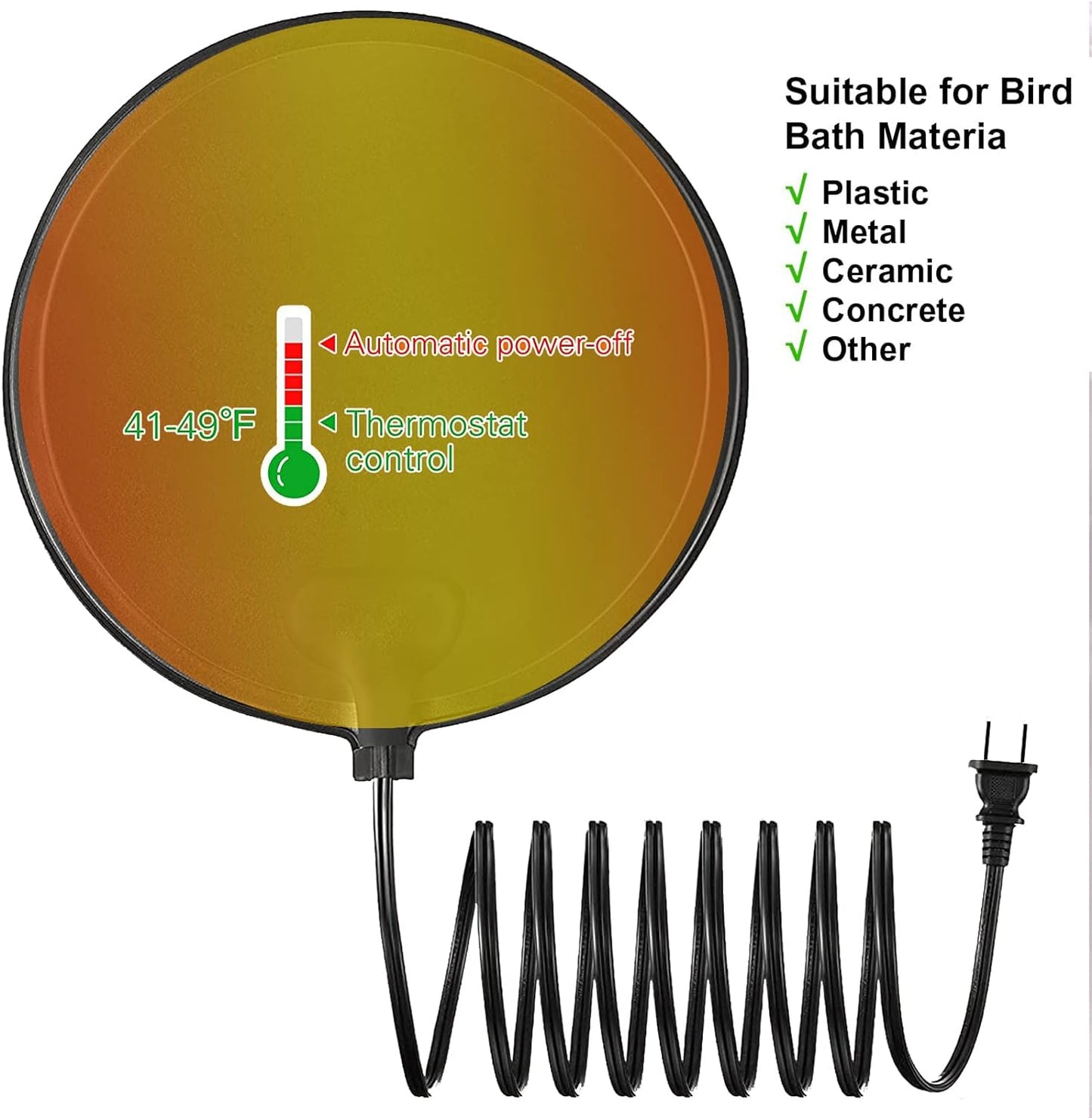 Bird Bath Heaters for Outdoors in Winter Bird Bath Deicer Heater Birdbath Deicer Heater Birdbath Heater for Winter Thermostatic Controlled Chicken Water Heater