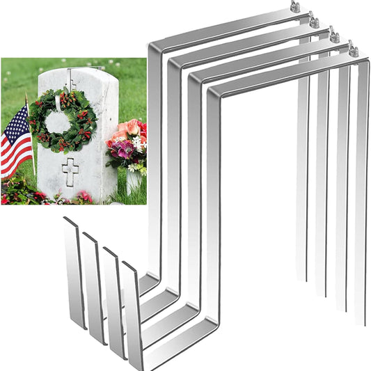 4 PCS Wreath Holder for Cemetery Suitable for Grave Wreaths for Cemetery,6" to11" Adjustable Wreath Stands for Cemetery Stainless Steel Cemetery Gravestone Wreath Stand for Gravestone Decoratio