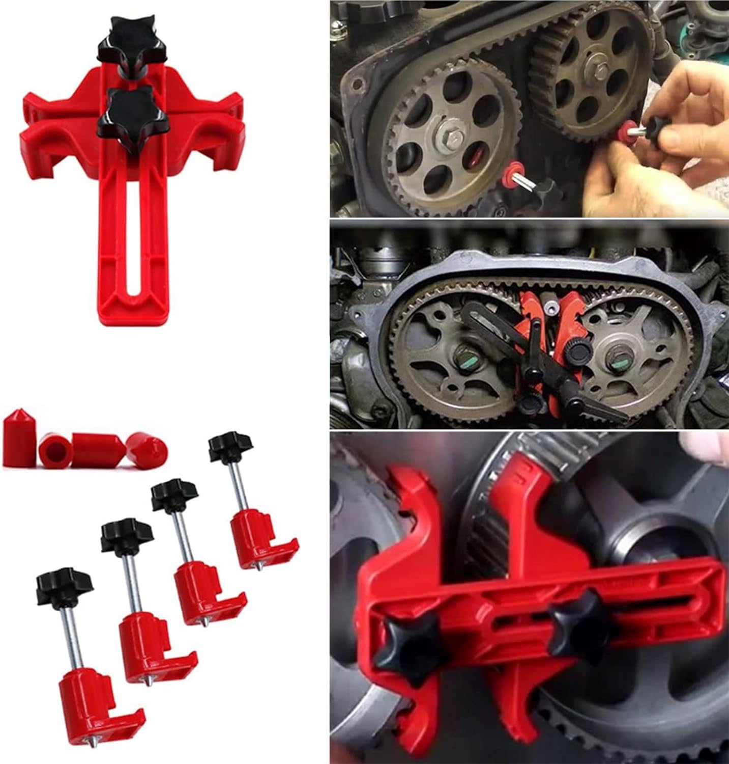 Camshaft Locking Tool Car Dual Camshaft Clamp Camshaft Kit Chain Tool Anti Slip Locking Timing Tool Kit for Single/Twin/Quad Camshaft Clamp Engine Fit for Gasoline or Diesel Generators 9 Pcs