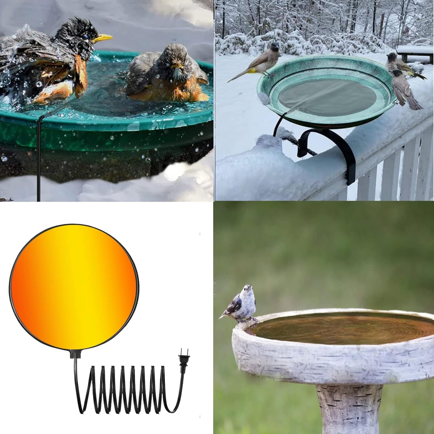 Bird Bath Heaters for Outdoors in Winter Bird Bath Deicer Heater Birdbath Deicer Heater Birdbath Heater for Winter Thermostatic Controlled Chicken Water Heater