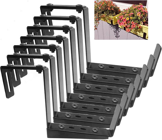 Window Box Brackets for Railing Adjustable Planter Box Brackets Flower Box Brackets for Railings Deck Bird Feeder Hanger for Railing Heavy Duty Bracket for Windowsills, Garden, Fences and Balcony