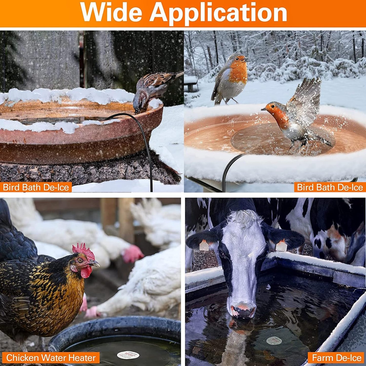 Bird Bath Heaters for Outdoors in Winter Bird Bath Deicer Heater Birdbath Deicer Heater Birdbath Heater for Winter Thermostatic Controlled Chicken Water Heater