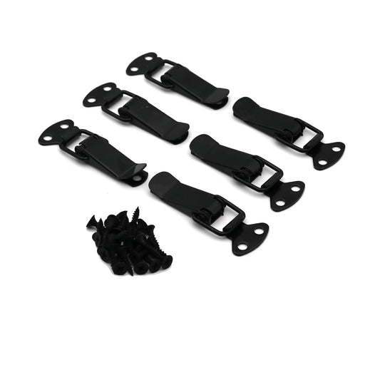 6 Pack Black Toggle Latch, Steel Spring Loaded Toggle Latch, Black Catch Hasp Clamp Clip Lock with Black Steel Drywall Screws